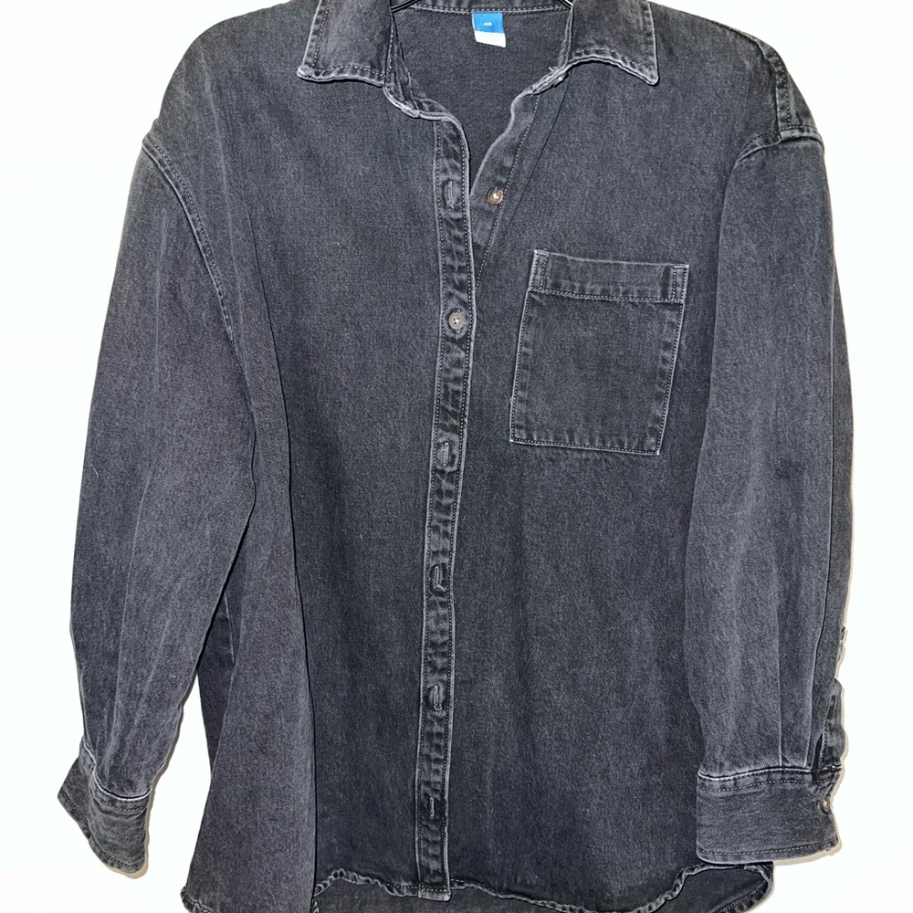 Black Denim Button-Up Shirt